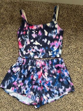 Old Navy Navy Multi-Color Tie-Dye Tank & Shorts Set